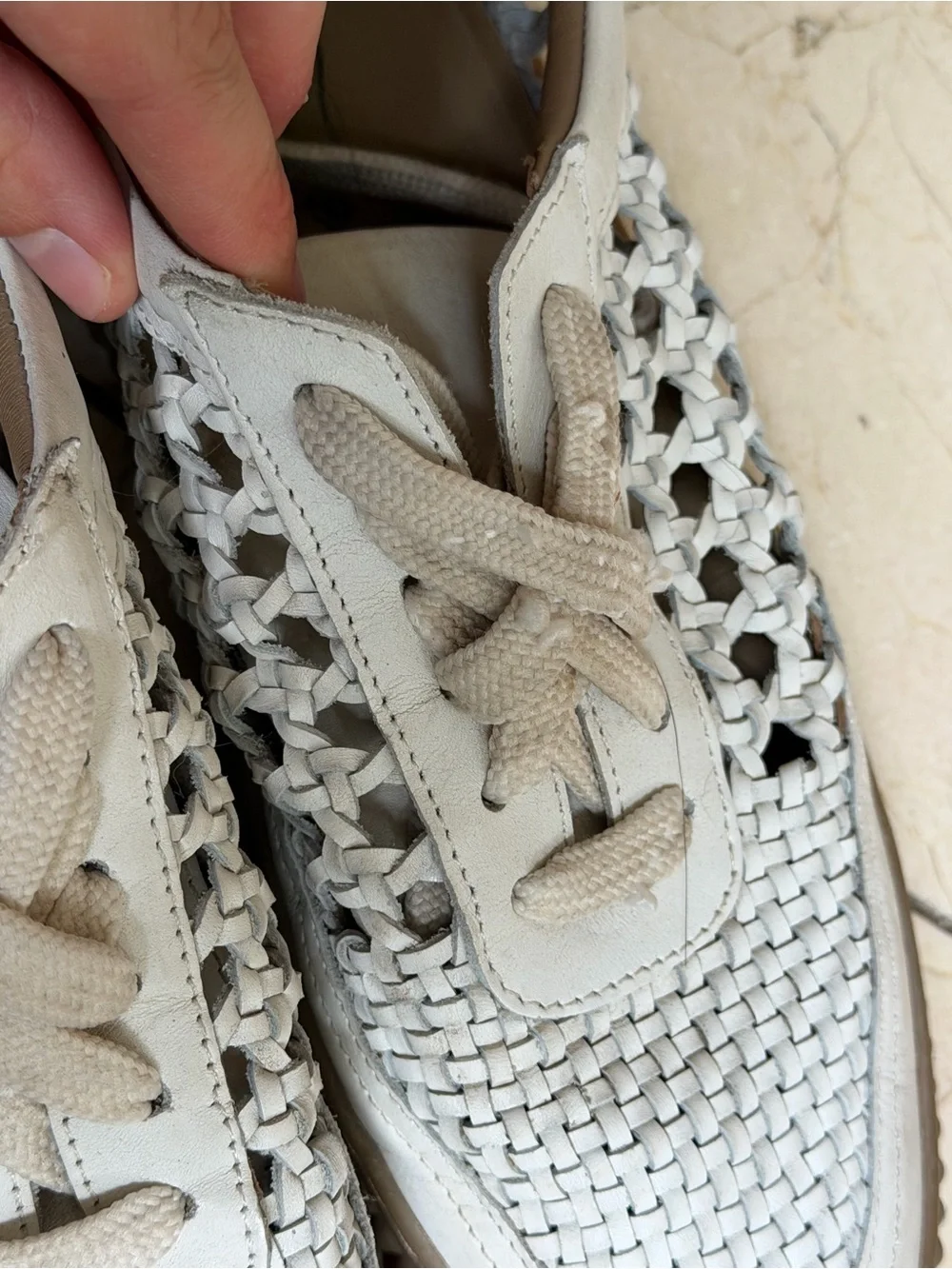 Woven Free People White Women's Casual Lace-Up Sneakers